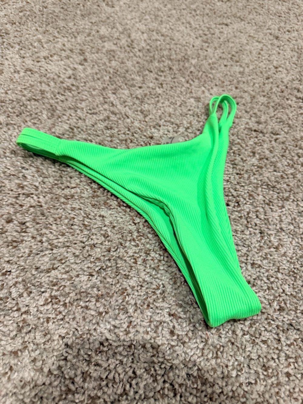 Neon Green Ribbed High-Cut Bikini Bottom - Women Swim
